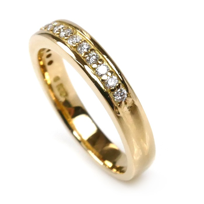 K18YG イエローゴールド ハーフエタニティ リング・指輪 ダイヤモンド0.16ct 8号 3.7g レディース 中古 美品 K18YG イエローゴールド ハーフエタニティ リング・指輪 ダイヤモンド0.16ct 8号 3.7g レディース 中古 美品