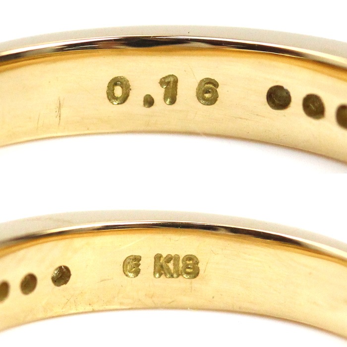 K18YG イエローゴールド ハーフエタニティ リング・指輪 ダイヤモンド0.16ct 8号 3.7g レディース 中古 美品 K18YG イエローゴールド ハーフエタニティ リング・指輪 ダイヤモンド0.16ct 8号 3.7g レディース 中古 美品