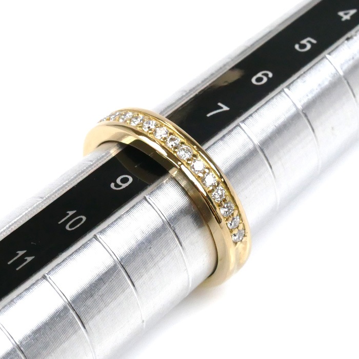K18YG イエローゴールド ハーフエタニティ リング・指輪 ダイヤモンド0.16ct 8号 3.7g レディース 中古 美品 K18YG イエローゴールド ハーフエタニティ リング・指輪 ダイヤモンド0.16ct 8号 3.7g レディース 中古 美品