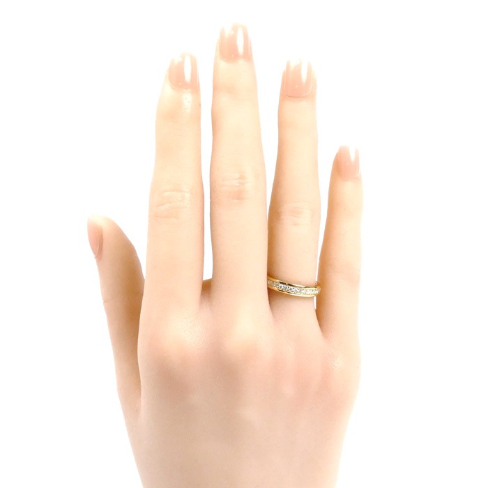 K18YG イエローゴールド ハーフエタニティ リング・指輪 ダイヤモンド0.16ct 8号 3.7g レディース 中古 美品 K18YG イエローゴールド ハーフエタニティ リング・指輪 ダイヤモンド0.16ct 8号 3.7g レディース 中古 美品