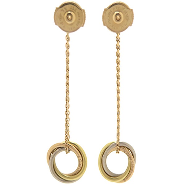 カルティエ Cartier ピアス トリニティ ダイヤ K18YG K18PG K18WG ホワイトゴールドXイエローゴールドXピンクゴールド ドロップ 1P 750 18K 【ケース】【中古】