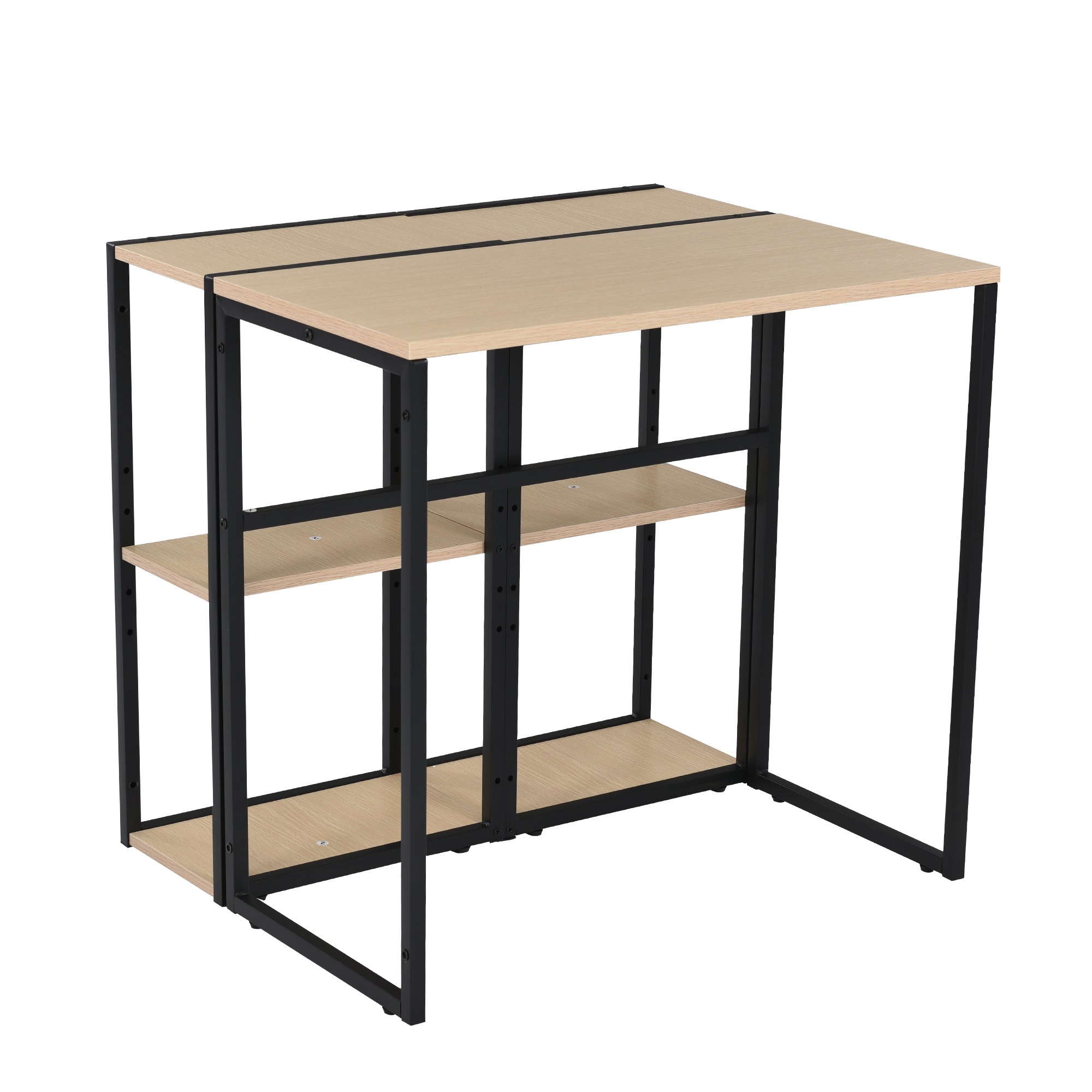 【国内発送,送料無料】【新品登場】H型パソコンデスク 収納ラック2個付き オフィスデスク ラクラクに組み合わせ可能 木製 ミシン台 学習机 【ナチュラル】