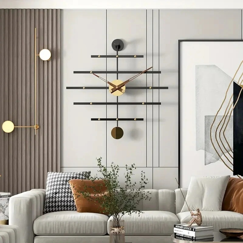 壁掛け時計 モダン ヨーロピアンデザイン メタルフレーム サイレント 静音 リビング インテリア モダン シンプル お洒落 スタイリッシュ 4-7