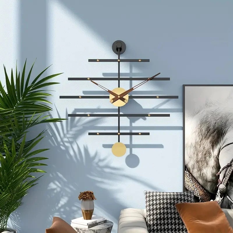 壁掛け時計 モダン ヨーロピアンデザイン メタルフレーム サイレント 静音 リビング インテリア モダン シンプル お洒落 スタイリッシュ 4-7