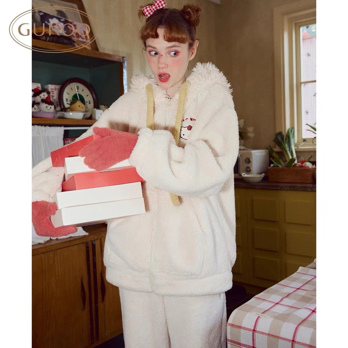 キティ パジャマ レディース 可愛い 冬の新作サンゴ絨毯保温女性用ルームウェアセット 部屋着 ルームウェア 着ぐるみパジャマ キティ パジャマ レディース 可愛い 冬の新作サンゴ絨毯保温女性用ルームウェアセット 部屋着 ルームウェア 着ぐるみパジャマ