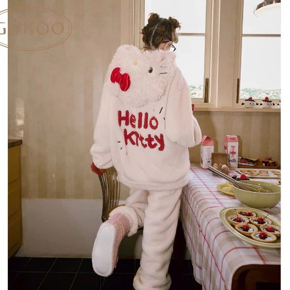 キティ パジャマ レディース 可愛い 冬の新作サンゴ絨毯保温女性用ルームウェアセット 部屋着 ルームウェア 着ぐるみパジャマ キティ パジャマ レディース 可愛い 冬の新作サンゴ絨毯保温女性用ルームウェアセット 部屋着 ルームウェア 着ぐるみパジャマ