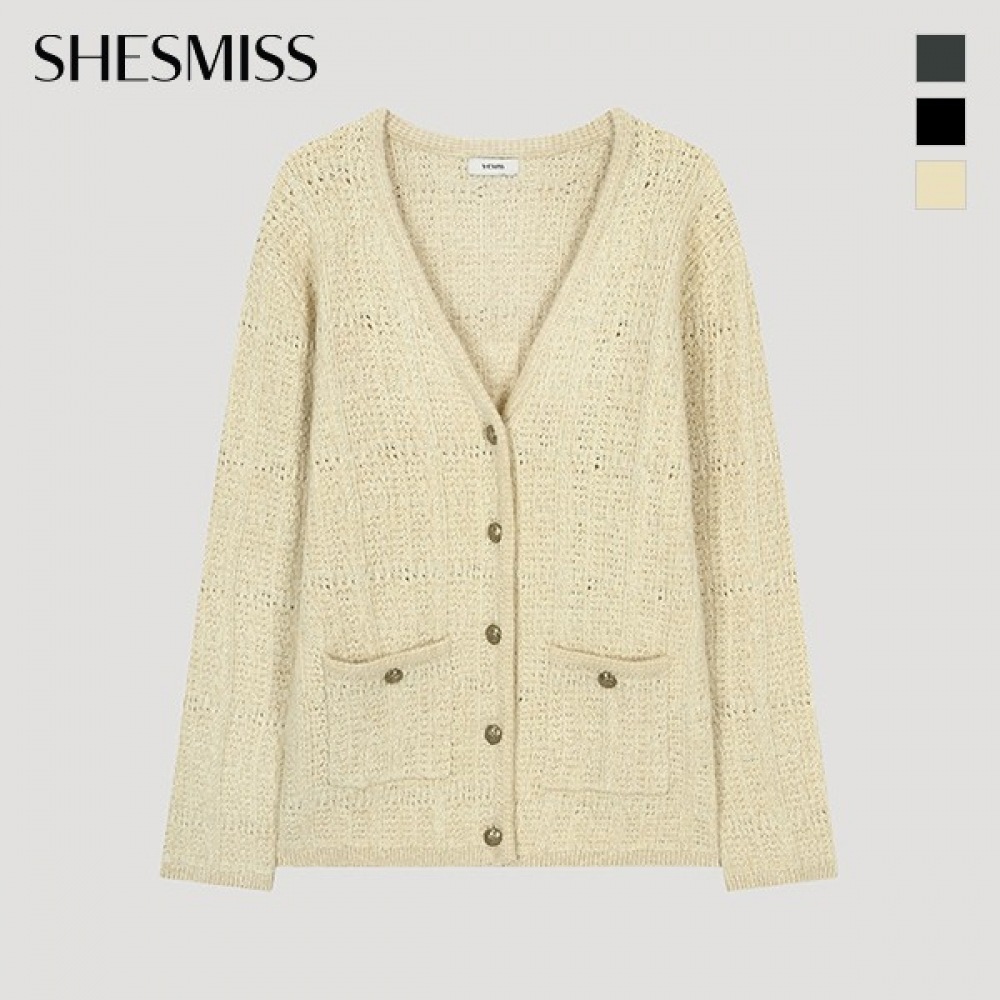 (Shes Miss) ルーズフィットチェック Vネックカーディガン_SSKCDO41120 (Shes Miss) ルーズフィットチェック Vネックカーディガン_SSKCDO41120