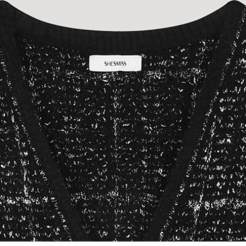 (Shes Miss) ルーズフィットチェック Vネックカーディガン_SSKCDO41120 (Shes Miss) ルーズフィットチェック Vネックカーディガン_SSKCDO41120