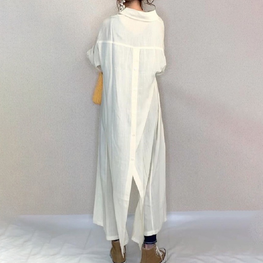 【輝いて超人気】 シングルブレスト Vネックスリットロング丈 シャツ ワンピース 【輝いて超人気】 シングルブレスト Vネックスリットロング丈 シャツ ワンピース