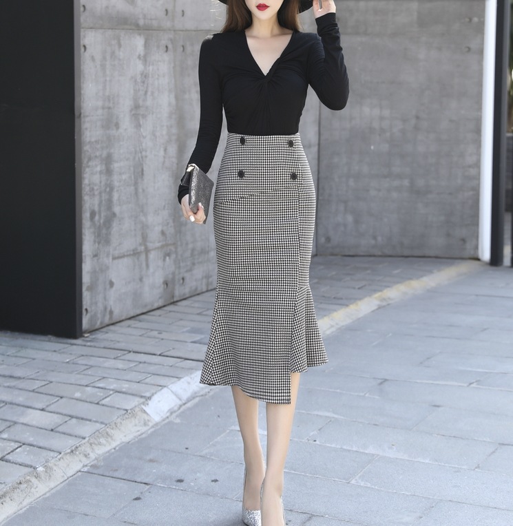 スカート レトロ モテアイテム スカート ボトムス ロングスカート タイトスカート ロング ロング丈 7分丈 ミディアム丈 スリム タイト 細身 マーメイド スマート ウエストマーク ファスナー