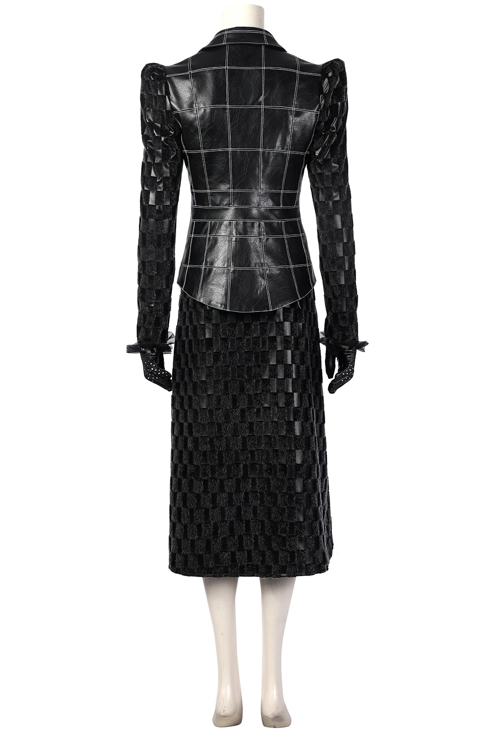 黒白魔女 クルエラドヴィル 黒スーツ コスプレ衣装 コスチューム 合皮 仮装 ハロウィン イベント