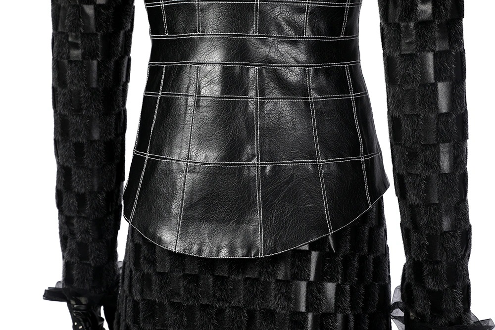 黒白魔女 クルエラドヴィル 黒スーツ コスプレ衣装 コスチューム 合皮 仮装 ハロウィン イベント