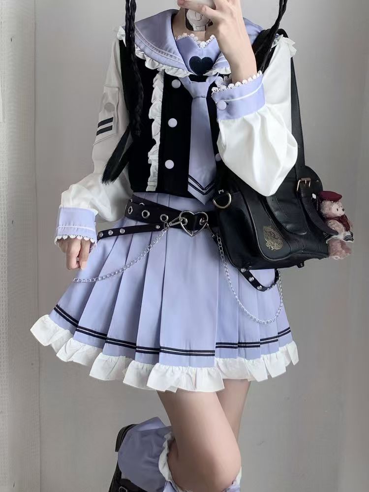 JK制服女子大生風セーラー服和風甘可愛い学生服韓国ファッション春秋服
