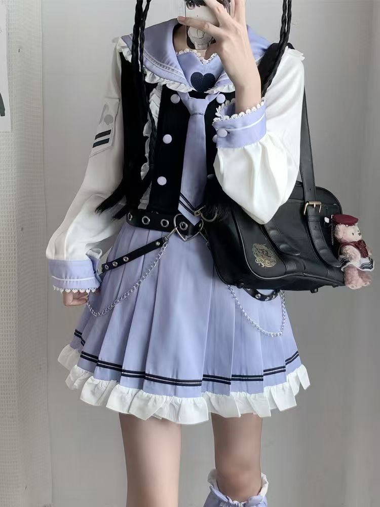 JK制服女子大生風セーラー服和風甘可愛い学生服韓国ファッション春秋服