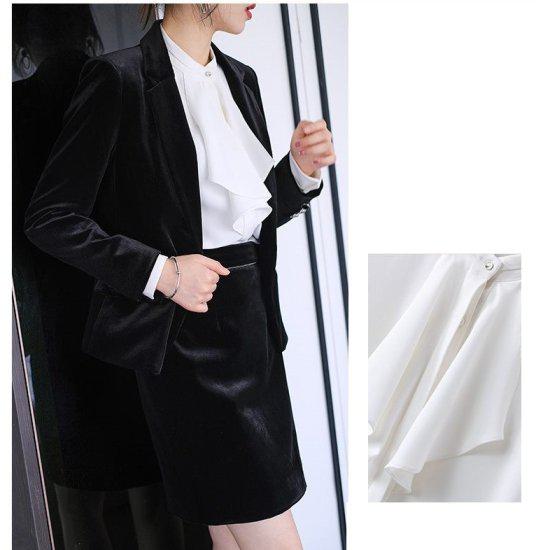 ブラウス シフォンブラウス ドレープ フリル スタンドカラー レディース シャツ 長袖 シック レトロ クラシカル きれいめ エレガント 上品 セレモニー 卒業式 入学式 フォーマル おしゃれ