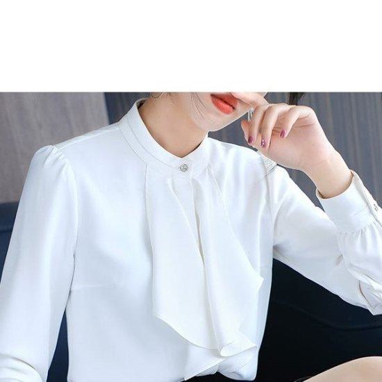 ブラウス シフォンブラウス ドレープ フリル スタンドカラー レディース シャツ 長袖 シック レトロ クラシカル きれいめ エレガント 上品 セレモニー 卒業式 入学式 フォーマル おしゃれ