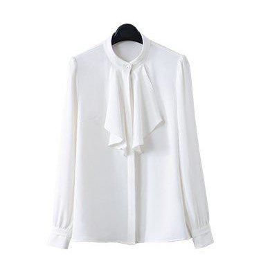ブラウス シフォンブラウス ドレープ フリル スタンドカラー レディース シャツ 長袖 シック レトロ クラシカル きれいめ エレガント 上品 セレモニー 卒業式 入学式 フォーマル おしゃれ
