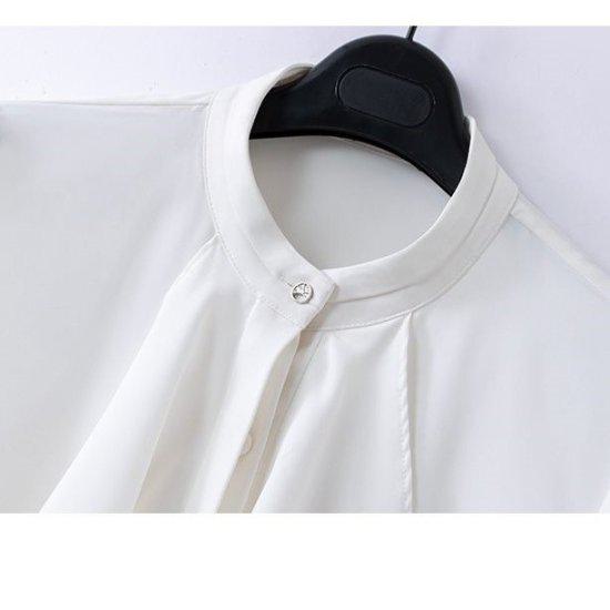 ブラウス シフォンブラウス ドレープ フリル スタンドカラー レディース シャツ 長袖 シック レトロ クラシカル きれいめ エレガント 上品 セレモニー 卒業式 入学式 フォーマル おしゃれ