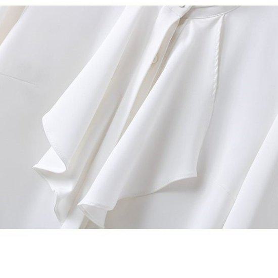 ブラウス シフォンブラウス ドレープ フリル スタンドカラー レディース シャツ 長袖 シック レトロ クラシカル きれいめ エレガント 上品 セレモニー 卒業式 入学式 フォーマル おしゃれ