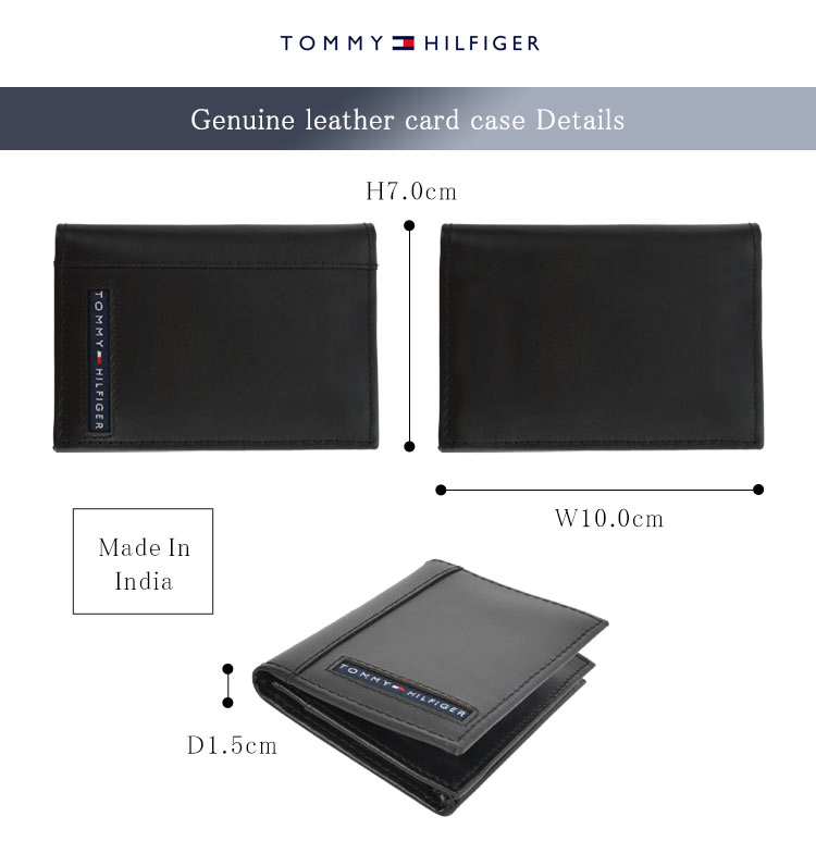名刺入れ 名刺ケース トミー ヒルフィガー メンズ 本革 ブランド カードケース ポーチ カード入れ 二つ折り 牛革 本皮 化粧箱入り 20X026
