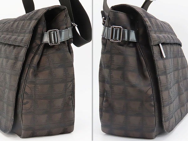 超美品シャネルニュートラベルライン斜め掛けショルダーバッグメッセンジャーバッグダークブラウンマロンブラック 超美品シャネルニュートラベルライン斜め掛けショルダーバッグメッセンジャーバッグダークブラウンマロンブラック