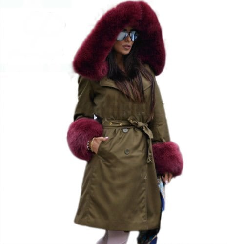 womens Real Fox Fur Hood Real Rex Rabbit Fur Lining Long Coatリアルフォックスファーフードファーロングコート womens Real Fox Fur Hood Real Rex Rabbit Fur Lining Long Coatリアルフォックスファーフードファーロングコート