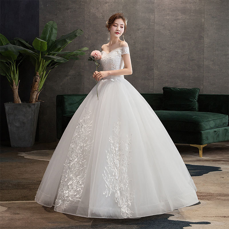 2025ホワイトブライダルドレス気質ワンショルダーウェディングドレススタイルのウェディングドレス