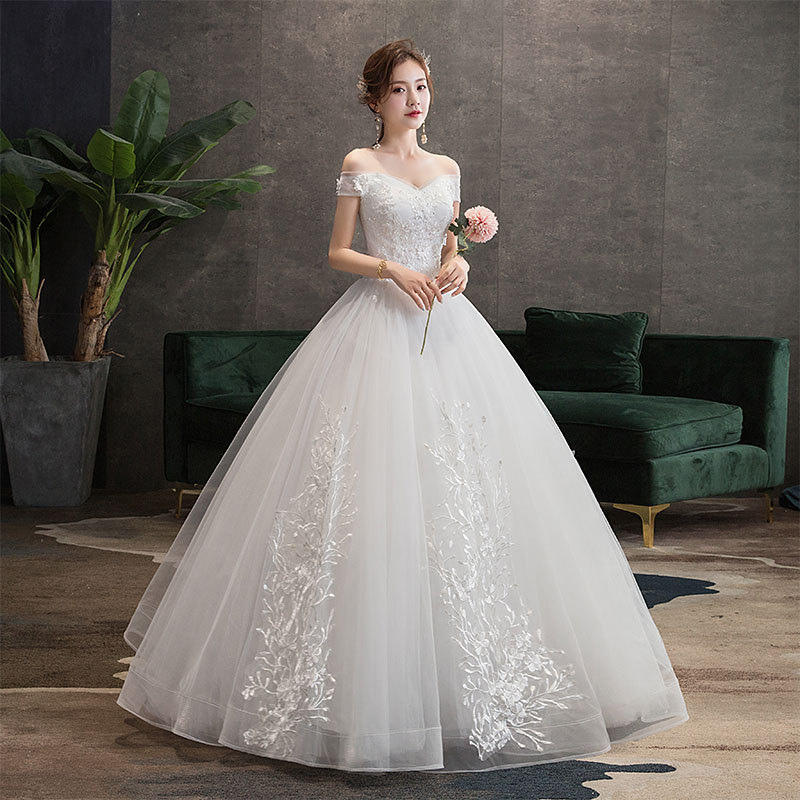 2025ホワイトブライダルドレス気質ワンショルダーウェディングドレススタイルのウェディングドレス