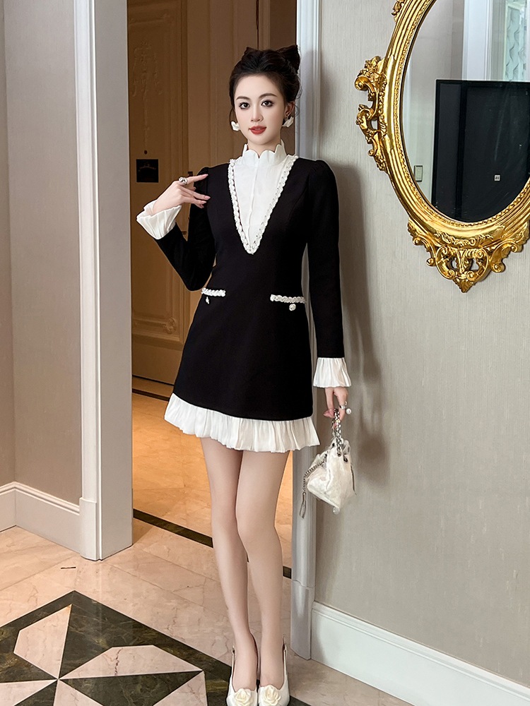 2025春 お姫様 ドッキング スタンド襟 ワンピース ドレス パーティー キャバ 大人 同窓会 披露宴 卒業式 結婚式 演奏会 ウェディング 二次会 メガ割