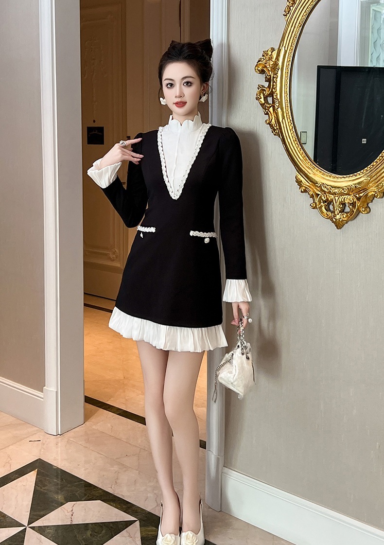 2025春 お姫様 ドッキング スタンド襟 ワンピース ドレス パーティー キャバ 大人 同窓会 披露宴 卒業式 結婚式 演奏会 ウェディング 二次会 メガ割