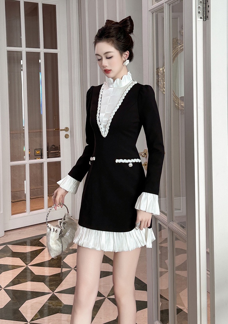 2025春 お姫様 ドッキング スタンド襟 ワンピース ドレス パーティー キャバ 大人 同窓会 披露宴 卒業式 結婚式 演奏会 ウェディング 二次会 メガ割