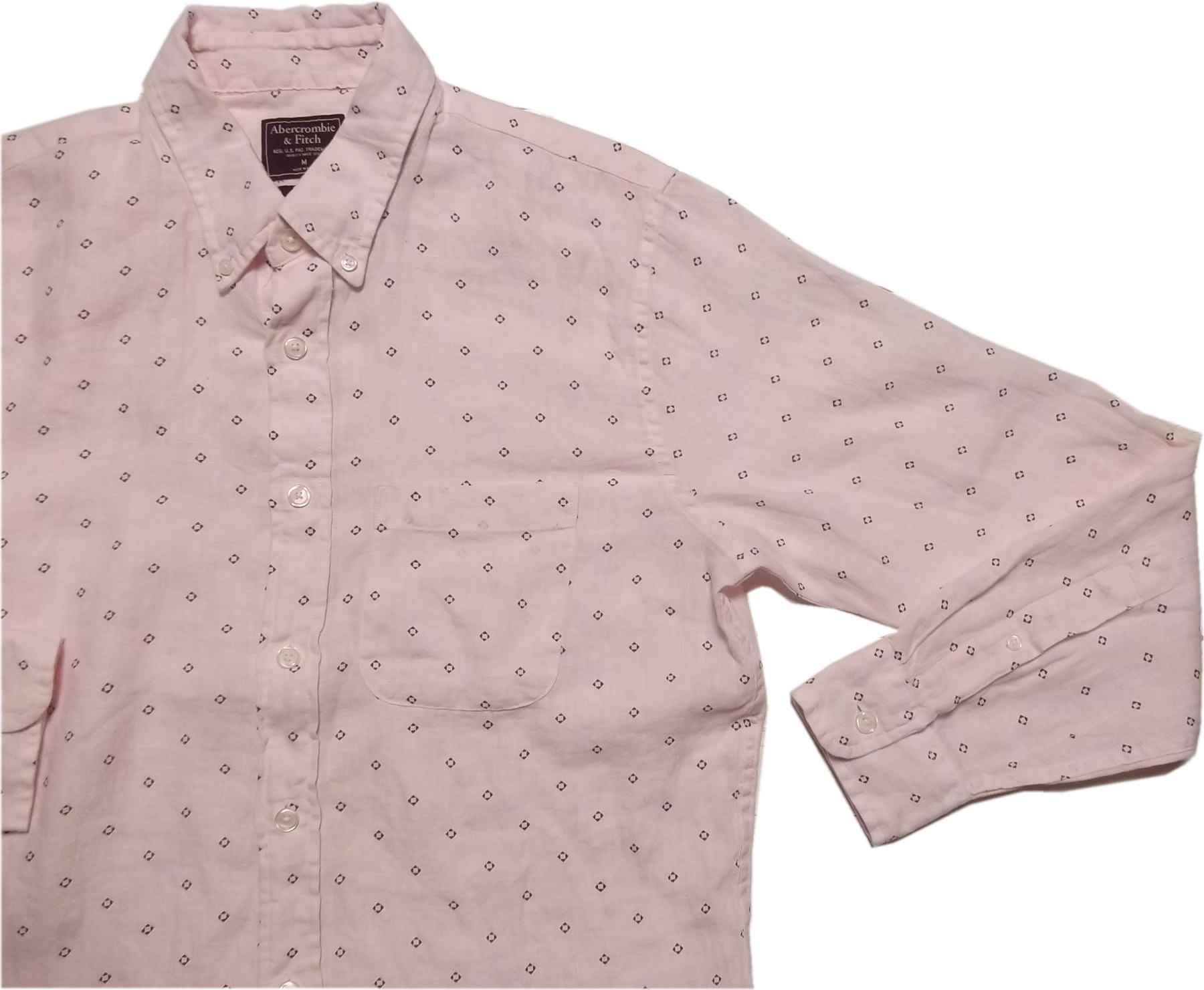 アバクロンビー&フィッチ 長袖 リネン ボタンダウンシャツ ピンク Abercrombie&Fitch AF2-050 アバクロンビー&フィッチ 長袖 リネン ボタンダウンシャツ ピンク Abercrombie&Fitch AF2-050