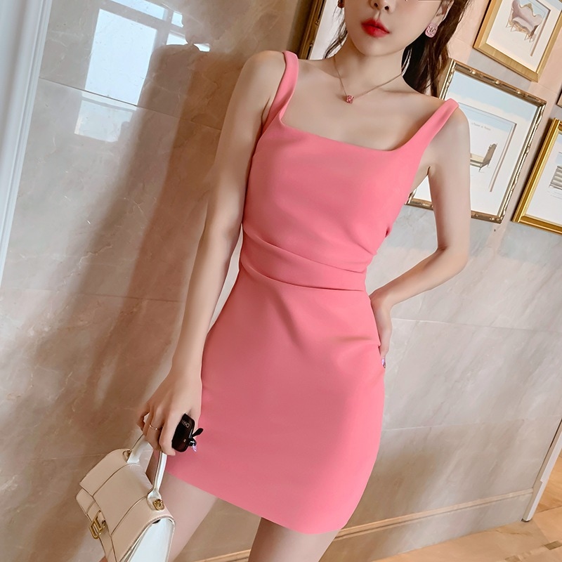 キャミワンピース夏レディースハイウエストサスペンダーベストプリーツウエストストレッチパックヒップワンピース キャミワンピース夏レディースハイウエストサスペンダーベストプリーツウエストストレッチパックヒップワンピース