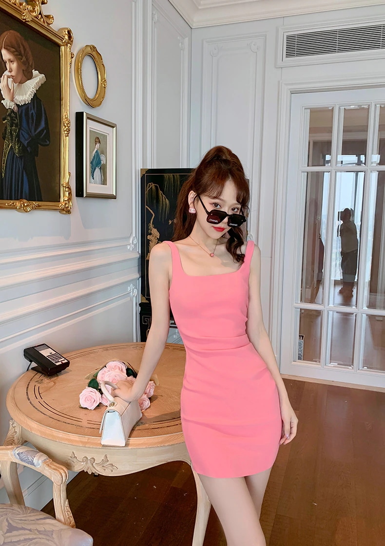 キャミワンピース夏レディースハイウエストサスペンダーベストプリーツウエストストレッチパックヒップワンピース キャミワンピース夏レディースハイウエストサスペンダーベストプリーツウエストストレッチパックヒップワンピース