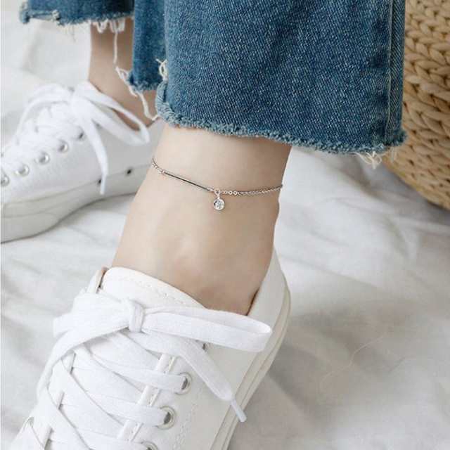 【短納期】アンクレット レディース 揺れる 一粒 アンクレット ブレスレット プレゼント 女性 シンプル プラチナ 仕上 シルバー925 アクセサリー プレゼント 彼女 妻 嫁 クリスマス_fs