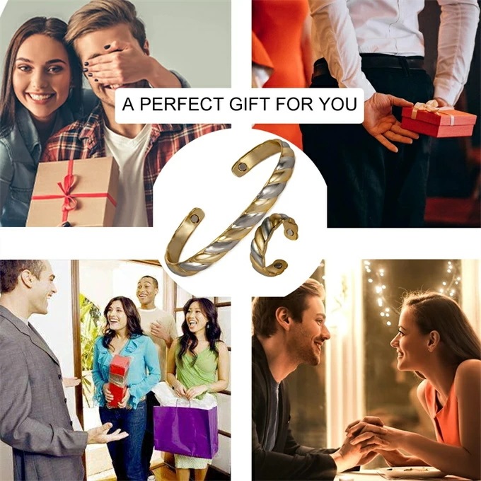 純銅製ジュエリー 純銅磁気ブレスレット エネルギーマグネット付き 磁気ブレスレット 磁気リング 指輪 バングル 健康 効果 アクセサリー ストレス解消 減量 痩身 調節可能 健康エネルギー 高磁石 瞑