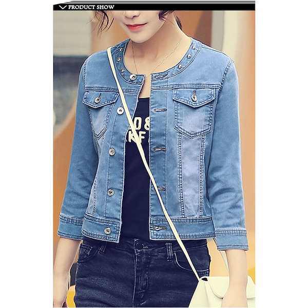 七分袖 デニムジャケット VIVIENNE TAM 7分袖ペプラムデニムジャケット