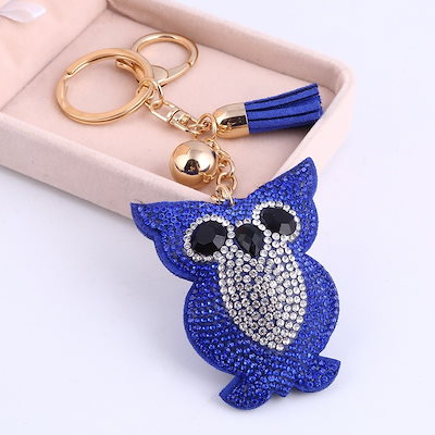 女性の男性のための金メッキシャンパンフクロウのキーチェーンレザータッセル6色のラインストーンキーホックチェーン 女性の男性のための金メッキシャンパンフクロウのキーチェーンレザータッセル6色のラインストーンキーホックチェーン