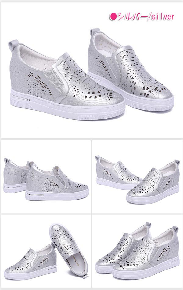 スリッポン レディース インヒール 厚底 ヒール 7センチ 通気性 透かし彫り かかとあり メッシュ 紐なし スニーカー 小さいサイズ 大きいサイズ PU ローカット ローファー 白い シルバー 白い スリッポン レディース インヒール 厚底 ヒール 7センチ 通気性 透かし彫り かかとあり メッシュ 紐なし スニーカー 小さいサイズ 大きいサイズ PU ローカット ローファー 白い シルバー 白い