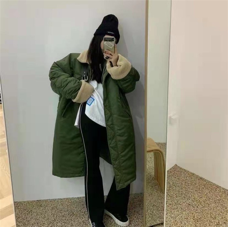 人気カラー再入荷 スタンドカラー ジッパー ゆったりする コットン 中長セクション コート