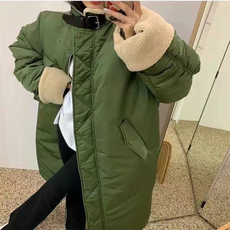 人気カラー再入荷 スタンドカラー ジッパー ゆったりする コットン 中長セクション コート