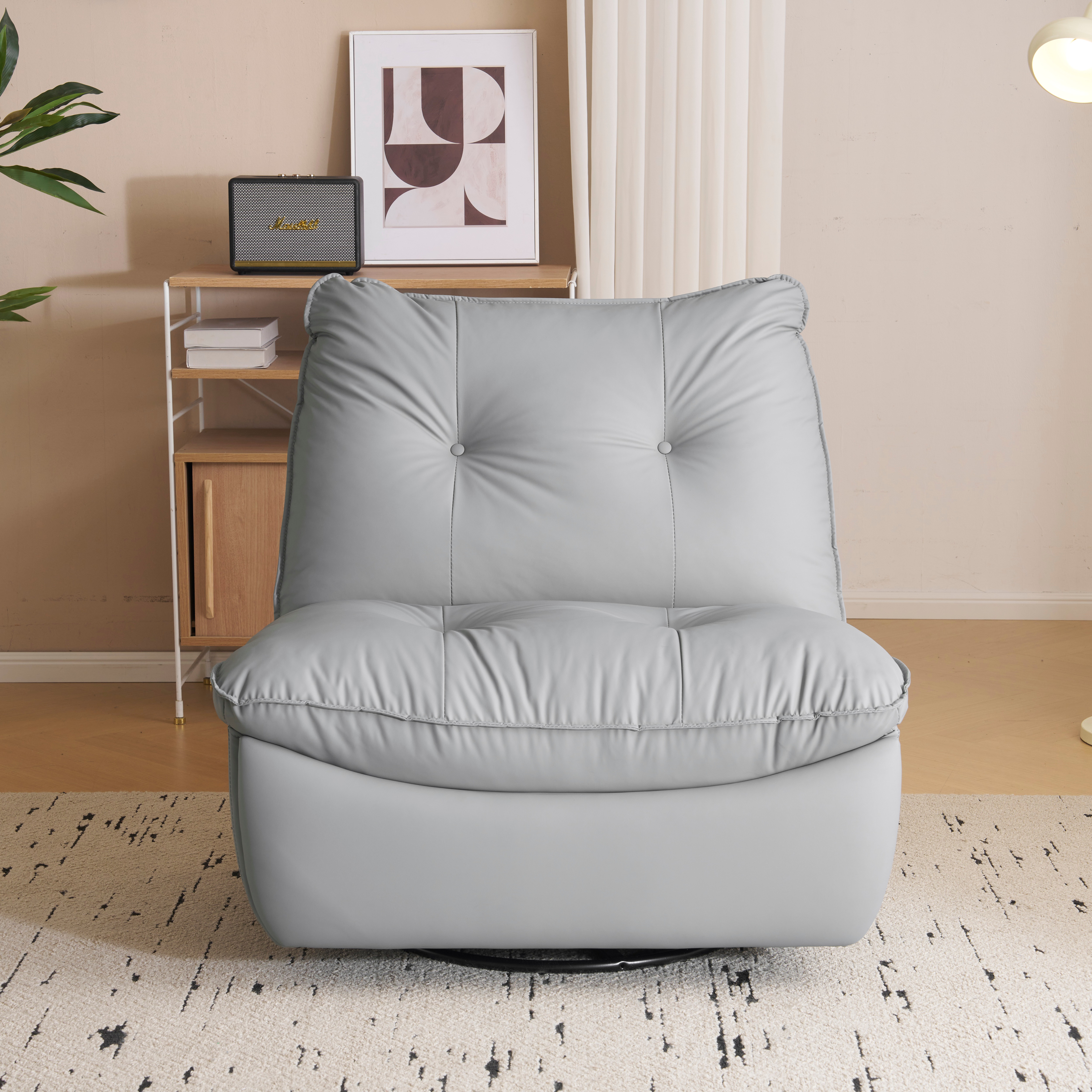 【国内発送】365 リクライニングソファー 肘掛けなし ロッキング 147 調整可能 270 回転 ゆったり 揺ら揺ら 電動リクライニングソファ オットマン一体型 1人掛け USBポート付き 電動