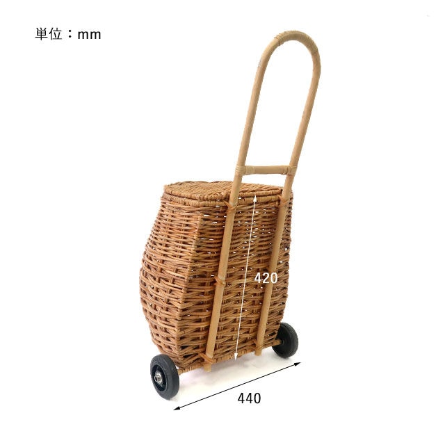 ラタン 籐 ショッピングカート 買い物カート バスケット キャリー Qoo10] 皮つきラタンキャリーカート アウトドア