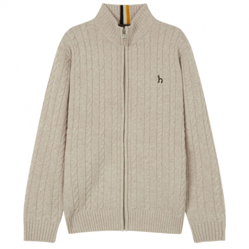 (ヘッジズ) 24FW ベージュウールケーブルジップアップ HZSW4D327I1 (ヘッジズ) 24FW ベージュウールケーブルジップアップ HZSW4D327I1
