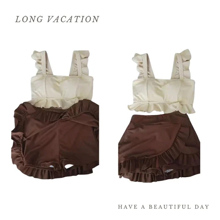 水着 タンキニ レディース 体型カバー かわいい フリル 韓国 小胸 水着 露出控えめ 水着 タンキニ セパレート スカート ショートパンツ 上下セット 可愛い水着 安全パンツ みずぎ 学生 大人