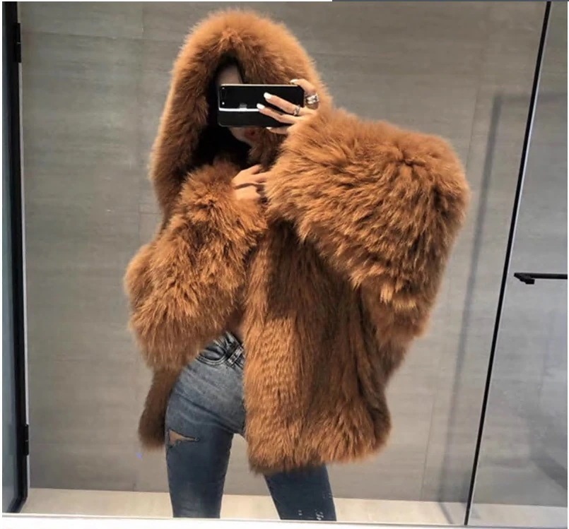 2024 フード付きフォックスファーコート女性用冬ミッドレングスインターネットセレブヤングスタイル織り環境に優しい毛皮の豪華なコート 2024 フード付きフォックスファーコート女性用冬ミッドレングスインターネットセレブヤングスタイル織り環境に優しい毛皮の豪華なコート