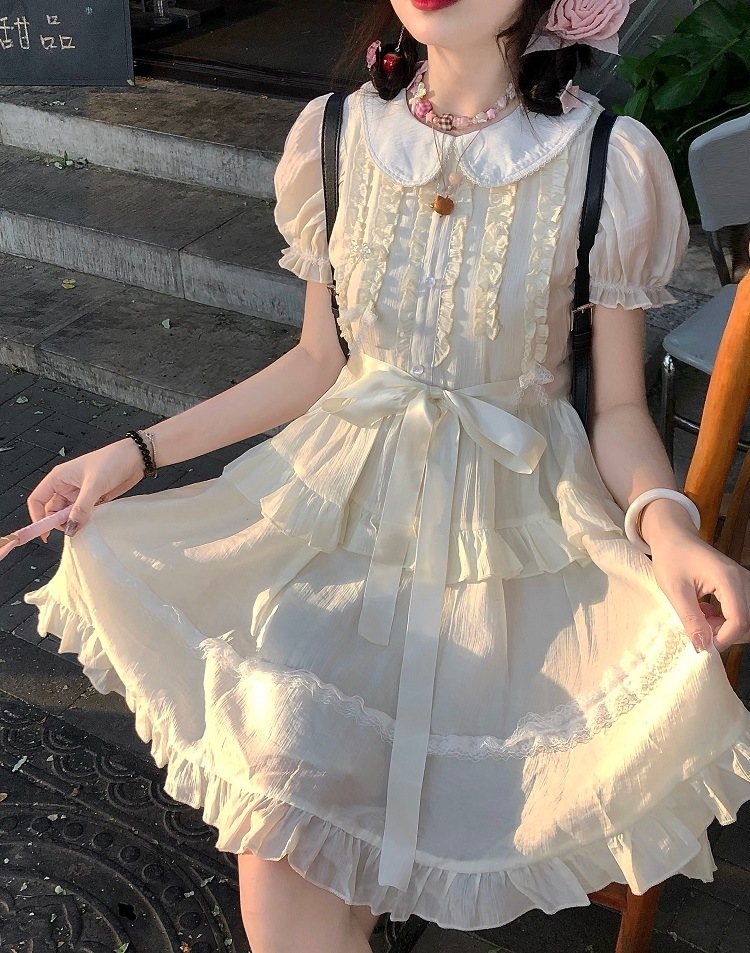 コスプレドレスワンピース「プリンセスドール」リボンベルト重工ビッグスカートプリンセスドレス夏 コスプレドレスワンピース「プリンセスドール」リボンベルト重工ビッグスカートプリンセスドレス夏