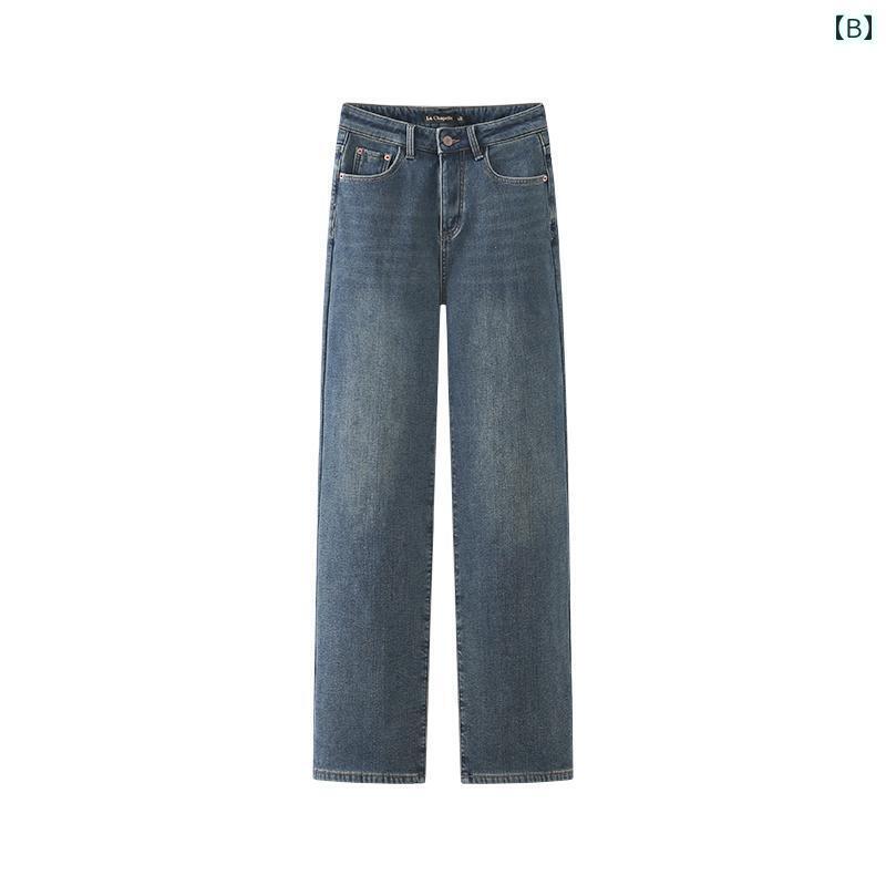 パンツ レディース 冬 ファッション ボトムス ストレート ベルベット ジーンズ ハイウエスト 快適 韓国 ファッション ボトムス