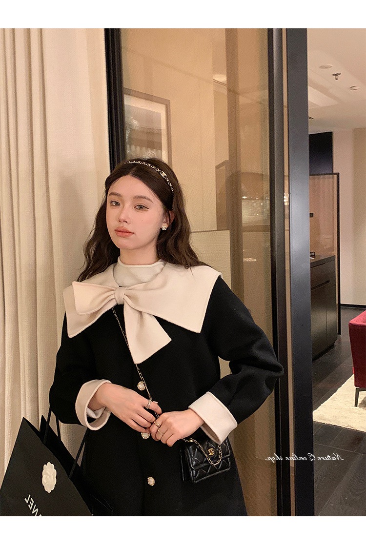 リボンコート コート アウター ジャケット. レディース リボンウールブレンドコート 可愛い オシャレ デート お出掛け ウールコート a4743