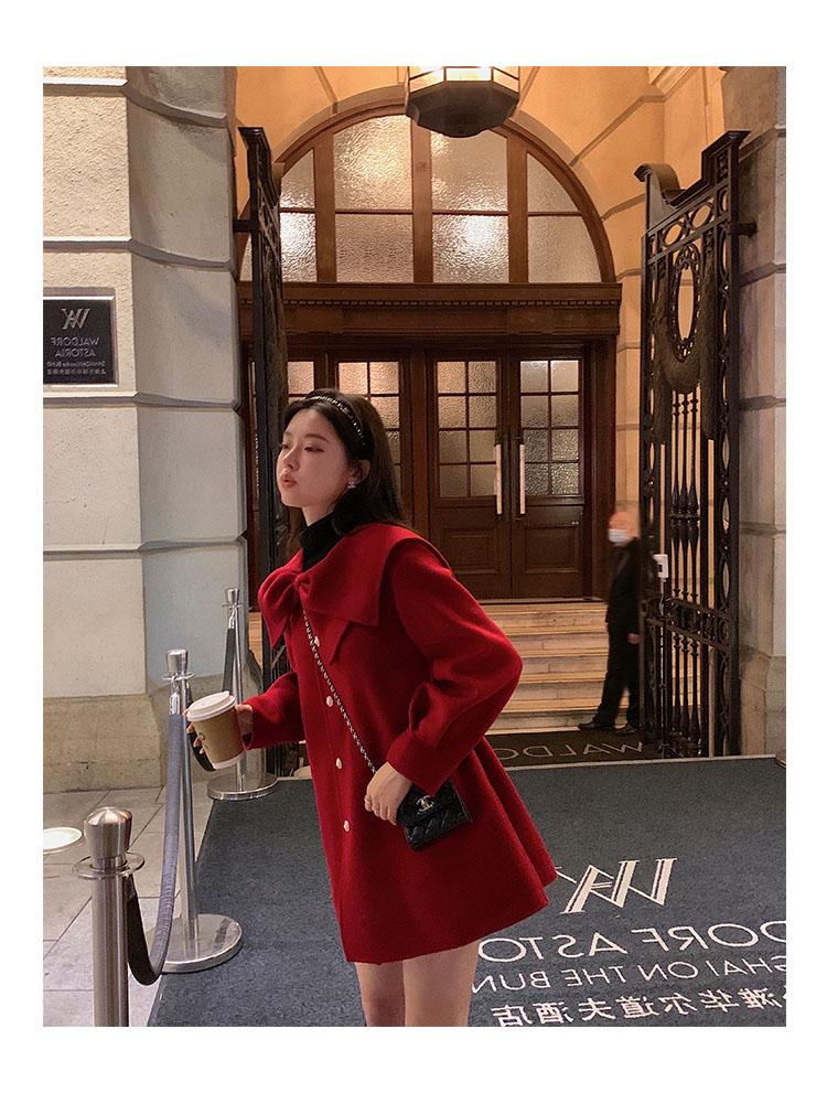 リボンコート コート アウター ジャケット. レディース リボンウールブレンドコート 可愛い オシャレ デート お出掛け ウールコート a4743